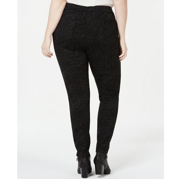 NEW Style & Co. Comfort Black Paisley Utopia Ponte Leggings Plus Size 14W Pants - Picture 2 of 9